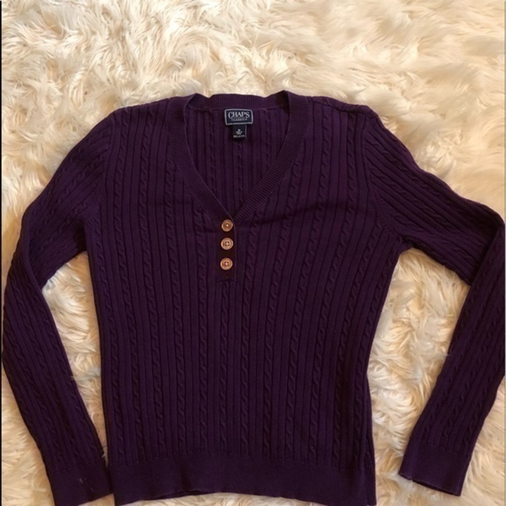Chaps classic purple cable knit sweater sz medium